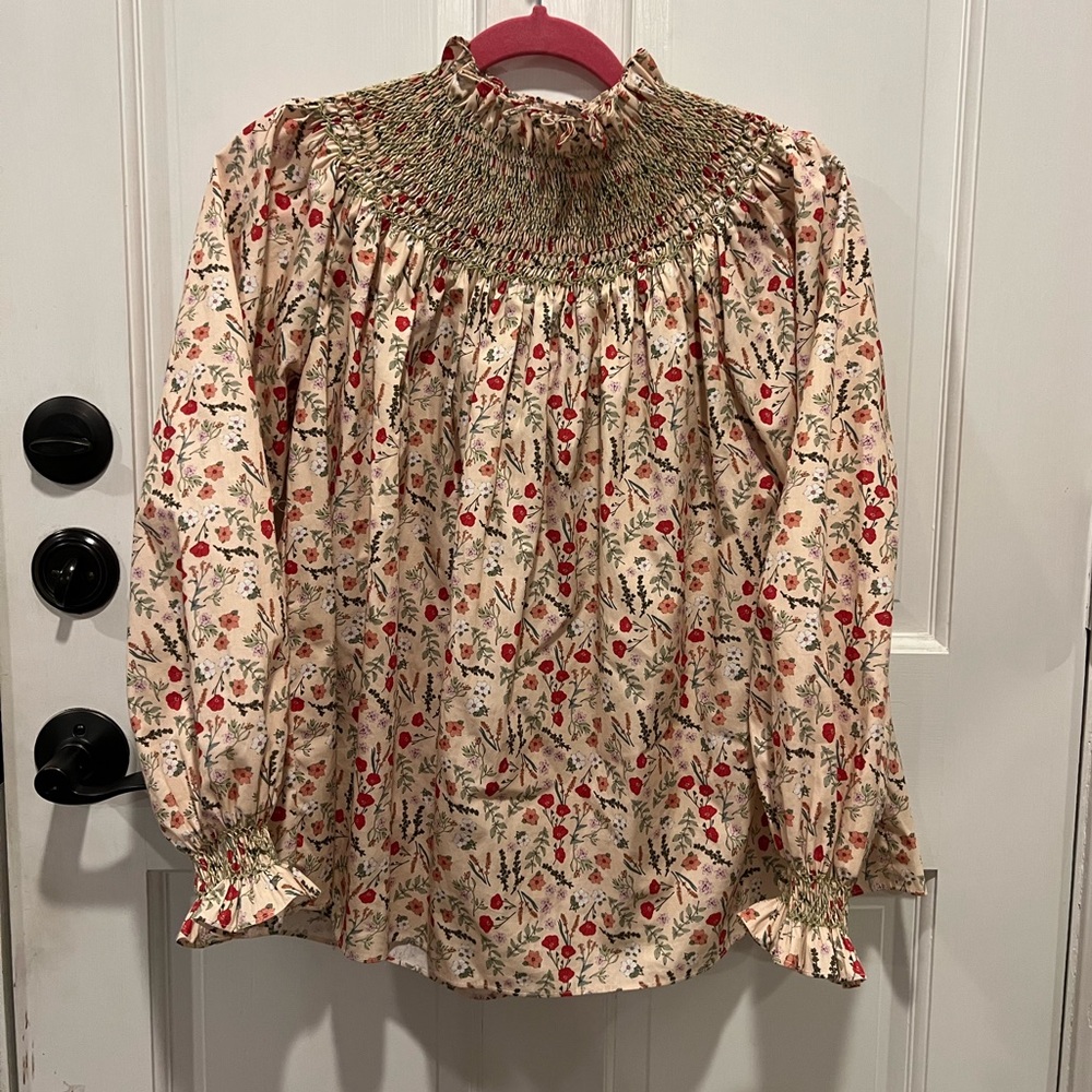 Dondolo Ruffle Floral Print Top Blouse